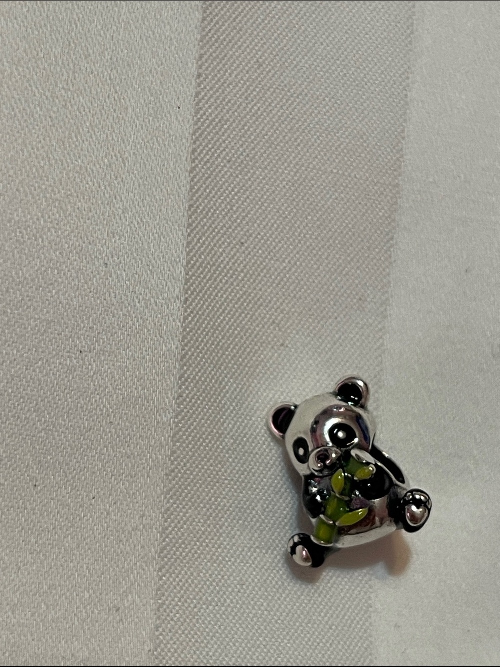 Sterling Silver Panda Charm Holding Green Bamboo - Picture 13 of 15